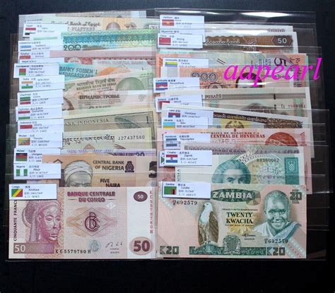 Lots 52 Different World Banknotes Paper Money Foreign UNC Collections