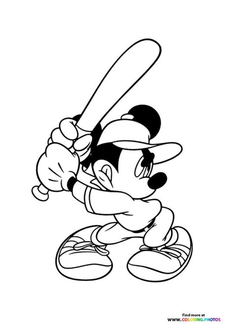 Mickey Mouse Playing Baseball Coloring Pages For Kids