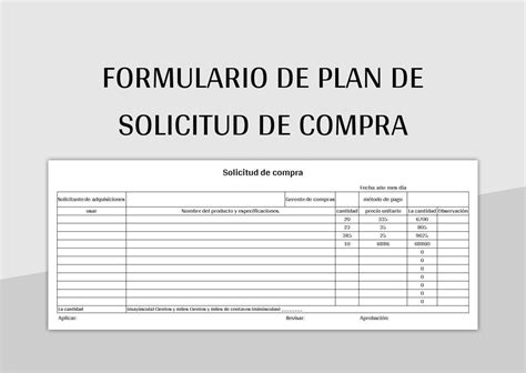 Plantilla De Excel Formulario De Programaci N De Solicitud De Compra Y