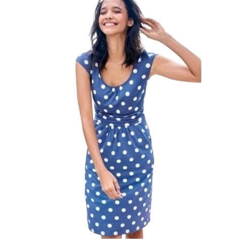 Boden Dresses Boden Margot Blue And White Polka Dot Jersey Midi