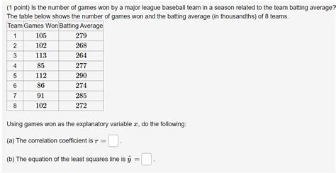 Solved 1 Point Given The Following Data Set Compute The