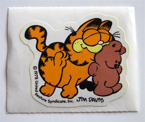 Garfield And Pooky Rare Vintage Sticker Teddy Bear Jim Davis Cartoon