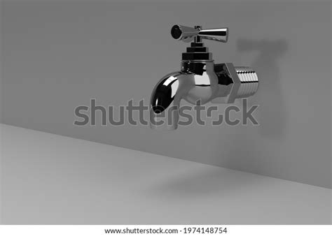 3d Render Chrome Tap Water Stream Stock Illustration 1974148754