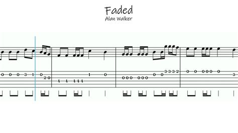 Faded Alan Walker Guitar Tab 60 Bpm Youtube