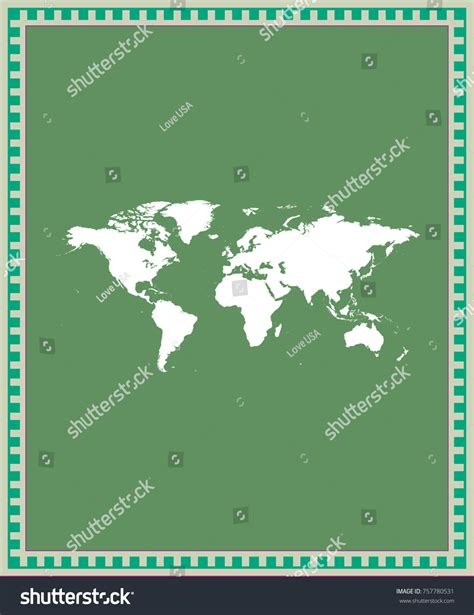 World Map Vector Outline Illustration Green Stock Vector (Royalty Free ...