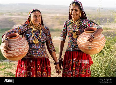 India Gujarat Bhuj Great Rann Of Kutch Ahir Tribe Women From The