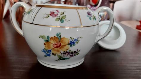 Cukiernica czechosłowacka w kwiaty stara porcelana Warszawa Wawer