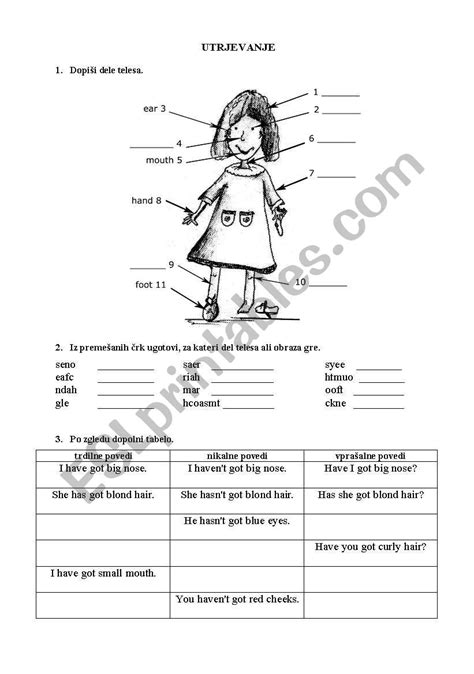 Body Parts Have Got Esl Worksheet By Rakica79