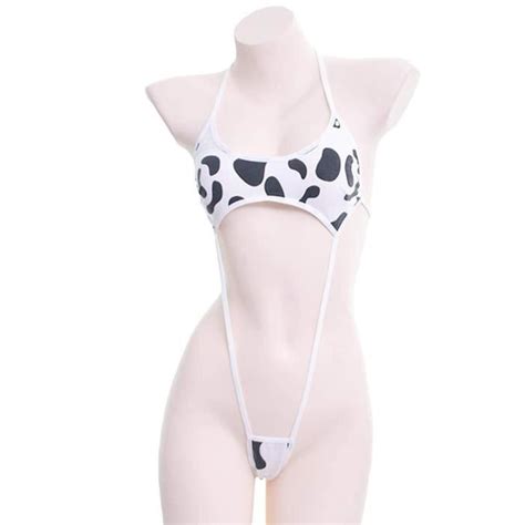 Ensemble lingerie maillot de bain une pièce imprimé vache Mini dos nu