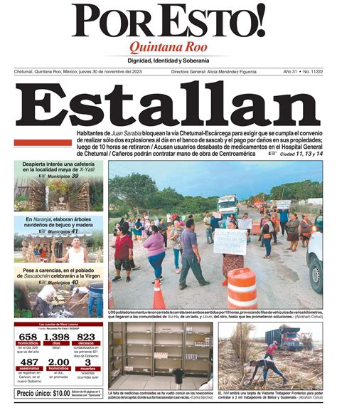 Portada Por Esto Chetumal Jueves De Noviembre Del By Poresto