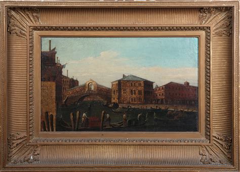 Follower of Canaletto - Rialto Bridge, Venice, 19th century oil on ...