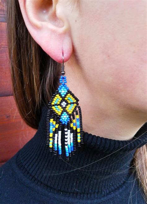 Beaded Earrings Native Seed Bead Earrings Diy Earrings Long Earrings