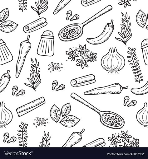 Set Of Herb And Spices Doodle Herb And Spices Vector Image