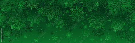 Green christmas banner with snowflakes. Merry Christmas and Happy New ...