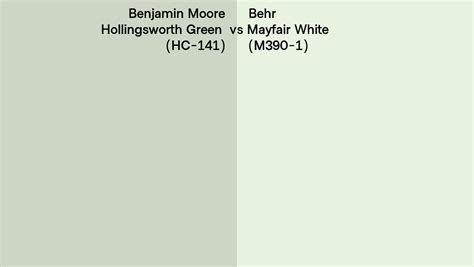 Benjamin Moore Hollingsworth Green HC 141 Vs Behr Mayfair White M390