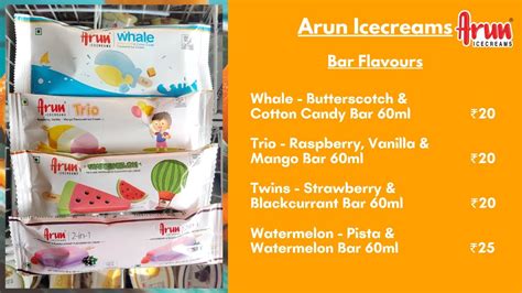 Arun Ice Cream Arun Ice Cream Flavours Arun Bars Whale Trio Twins