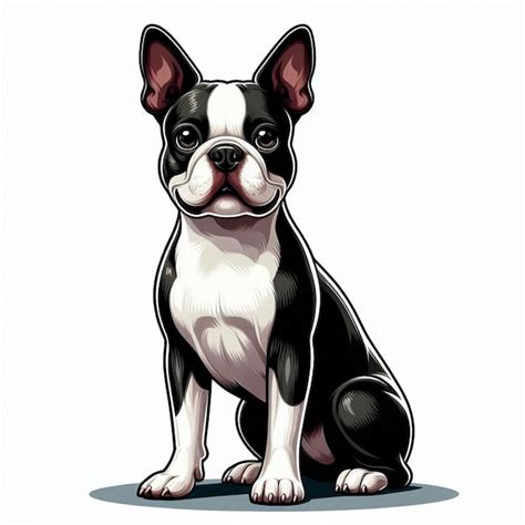 Cute Boston Terrier Dogs Vector Cartoon Illustration Premium Ai