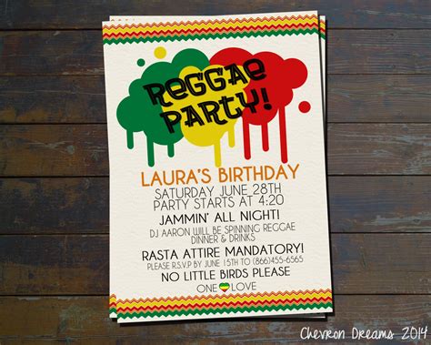 Reggae Party Birthday Invitation