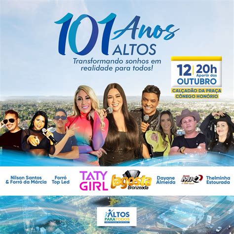 Prefeitura de Altos anuncia atrações do aniversário de 101 anos Blog