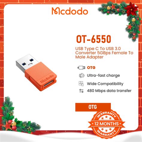 Mcdodo OT 6550 USB Type C To USB 3 0 Converter 5GBps Female To Male