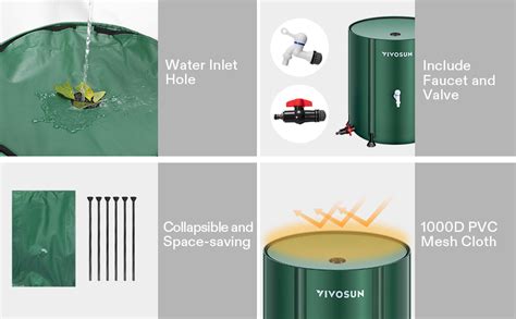 Amazon VIVOSUN Collapsible Rain Barrel 53 Gallon With 1000D