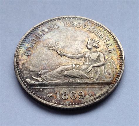 1 Peseta 1869 Leyenda Gobierno Provisional