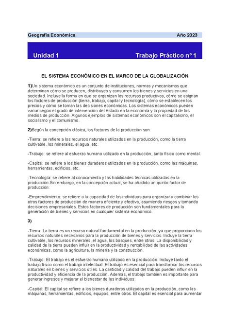 Tp1 geo Geografía Económica Año 2023 Unidad 1 Trabajo Práctico nº 1