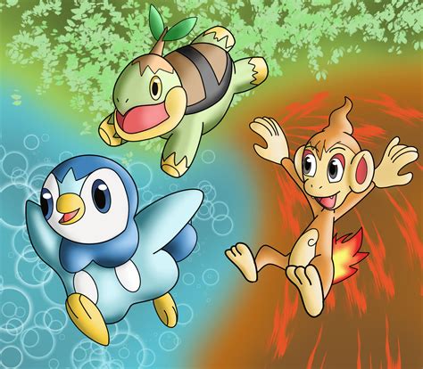 Sinnoh Starters By Asmaasam On Deviantart