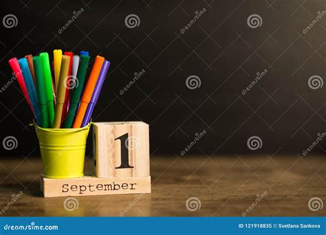 St September Set On Calendar On Black Chalkboard Background With