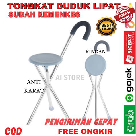 Jual Tongkat Duduk Lipat Tongkat Kursi Tongkat Duduk Lipat Stainlees