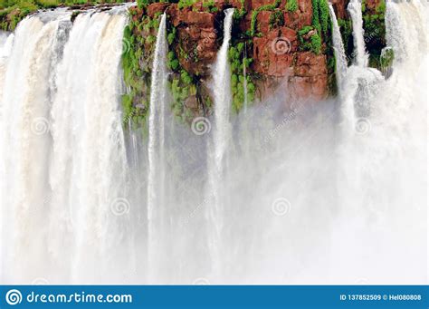 Detail Iguazu Falls Overview Iguazu Waterfalls And Rainforest Stock