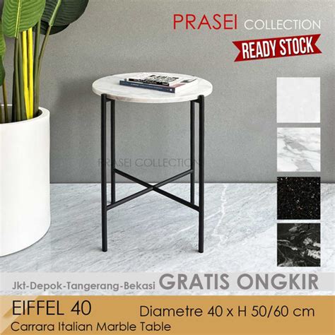 Jual Eiffel Carrara Marble Side Table Meja Sudut Bulat Marmer