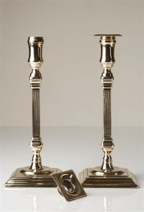 Early George Iii Brass Candlesticks Bada