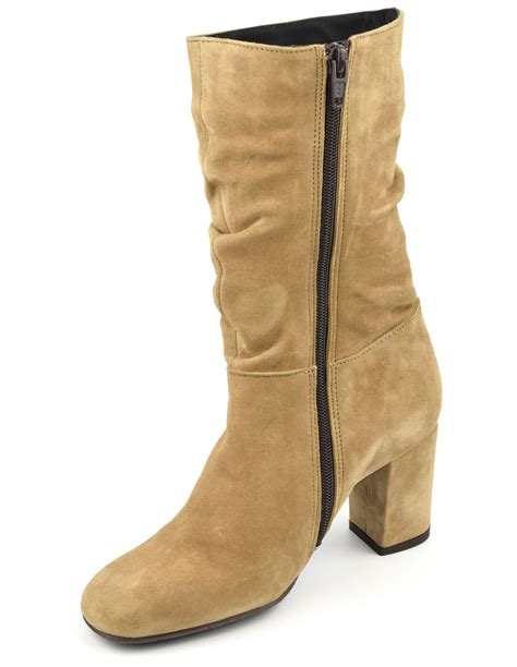 Bottes Mi Mollet Petites Pointures Cuir Daim Camel Blopp Bella B