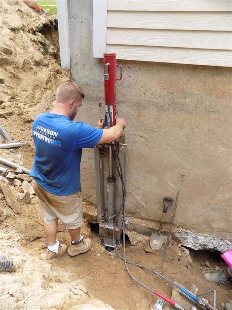 Foundation Repair Push Piers Installed In Bedford Nh Push Pier