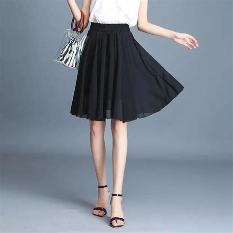 Summer New Arrival Korean Style Chiffon Skirt Elastic High Waist A