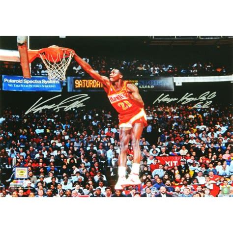 Dominique Wilkins Signed Atlanta Hawks One Hand Slam Dunk 1620 Photo W