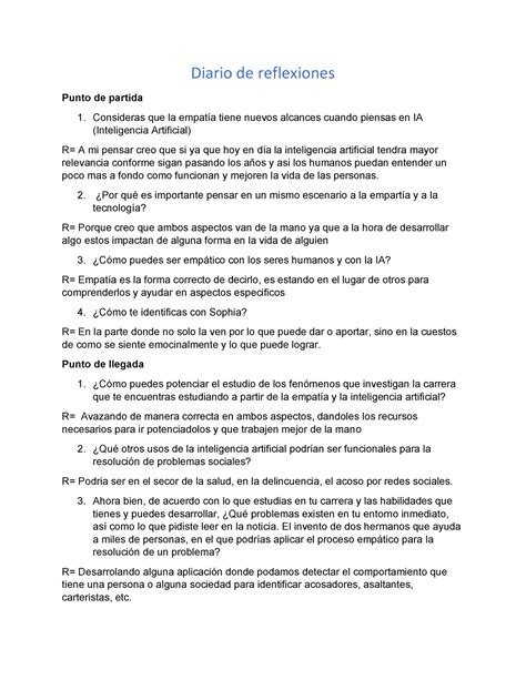 Diario De Reflexiones A Diario De Reflexiones Punto De Partida