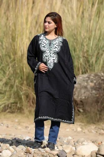 Pitch Black Color Aari Work Embroidered Phiran Enriched Designer