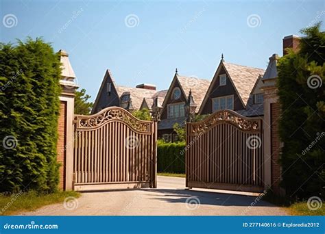 Mansion Open Gate Entrance Vacation Home Stock Illustration - Illustration of facade ...