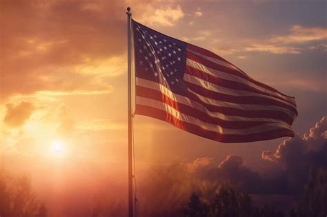 Premium AI Image | Waving USA flag at sunset background Generative AI