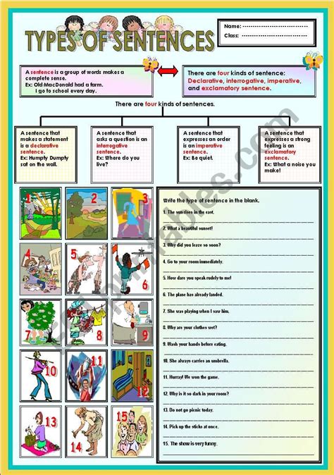 Type Of Sentences Esl Worksheet By Ayrin