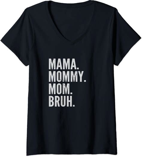 Womens Mama Mommy Mom Bruh Light V Neck T Shirt Uk Fashion