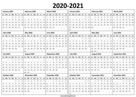 Printable Calendar 2020 Template Holidays 2020 2021 Calendar