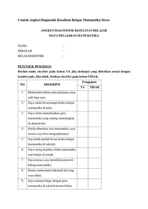 Detail Contoh Angket Hasil Belajar Siswa Koleksi Nomer 19