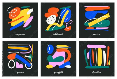 Colorful Organic Forms Hand Drawn Simple Shapes Flat Vector Shapes