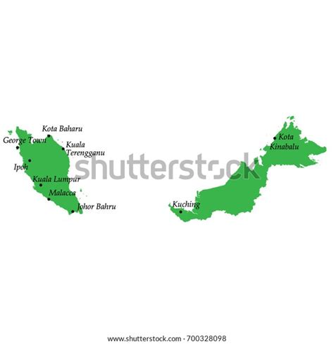 Map Malaysia Main Cities Stock Vector Royalty Free 700328098