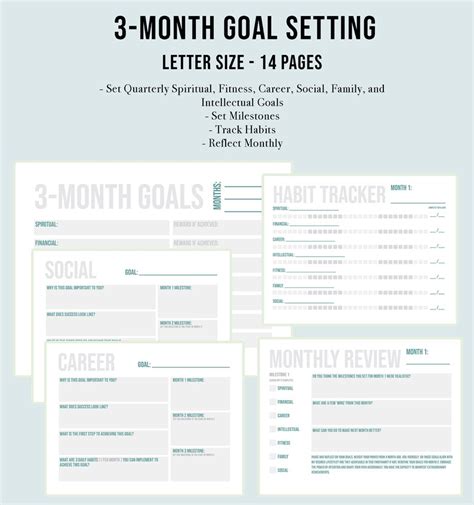 3 Month Goal Setting Print Out With Habit Tracker Etsy