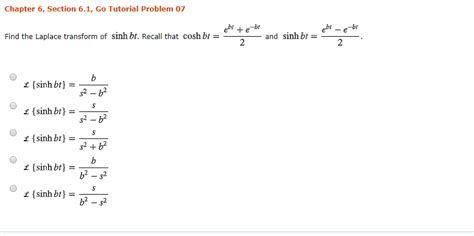 Solved Find The Laplace Transform Of Sinhbt Recall That Chegg