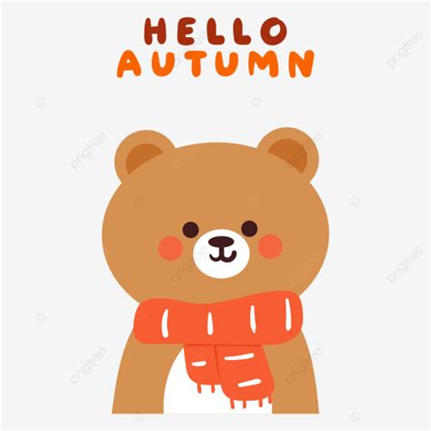 Hello Autumn With Cute Bear Bear Wallpaper Autumn Card Cute